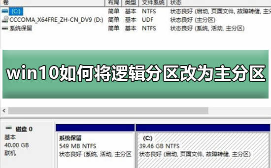 win10如何将逻辑分区改为主分区？win10将逻辑分区改为主分区教程