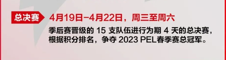 2023PEL春季赛总决赛赛程规则一览