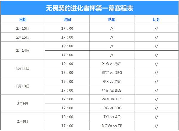 无畏契约进化者杯比赛什么时候开始 无畏契约进化者杯赛程一览